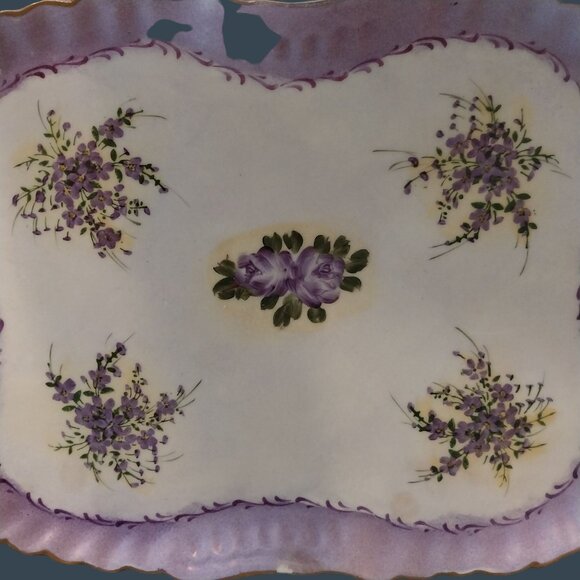 Royal Vienna Austria Hand Painted Porcelain Rectangular Serving Or Vanity Tray - Picture 2 of 6